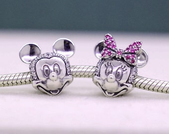 Disney Musse Pigg & Mimmi Pigg Klämma Berlock i Sterling Silver / För Berlockarmband / Födelsedagspresent / Present till vänner / Presenter till henne