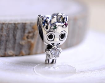Sterling Silver Groot Star Charm: Enamel & CZ Bead