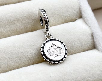 Ciondolo esclusivo in argento sterling con la basilica di San Pietro di Roma, Roma.