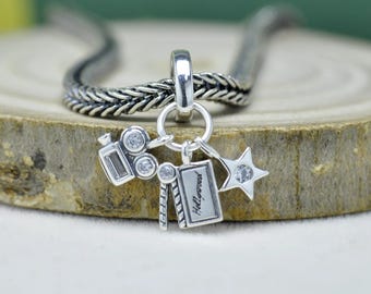Sterling Silver Hollywood Symbols Dangle Charm: Pendant for bracelets