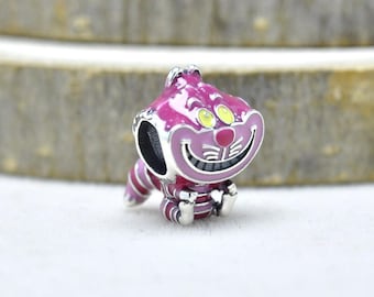 Alice in Wonderland Cheshire Cat Charm : Sterling Silver Enamel