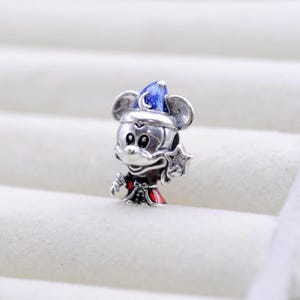 terling silver Sorcerer Apprentice Mickey Charm: Enamel & Cubic Zirconia