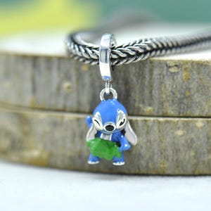 Lilo Stitch Hula-berlock i sterlingsilver: Blått emaljhänge bild 2