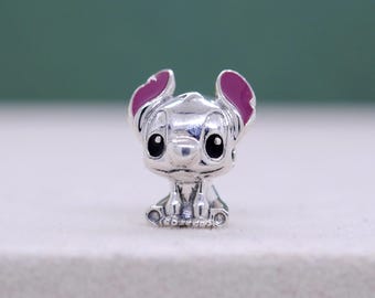 Dije de Lilo y Stitch en plata de ley 925, regalo para pareja, ideal para collares y pulseras, joyería hecha a mano para mujer y niña.