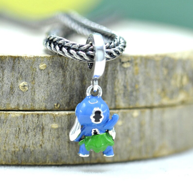 Lilo Stitch Hula-berlock i sterlingsilver: Blått emaljhänge bild 4