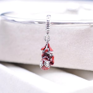 Sterling Silver Spiderman Dangle Charm: Enamel Pendant