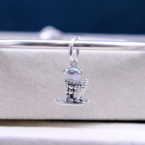925 Sterling Silver Moments Charm Skier Dangle Charm Fit Necklaces and Bracelets / Pendant Necklaces / For Women Girl Gift