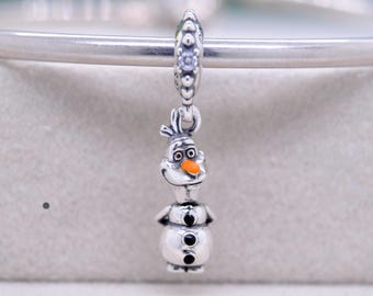 Dije colgante de Olaf de nieve congelada en plata de ley: Cuenta de pulsera europea