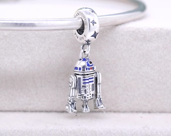 Charm colgante de droide R2D2 en plata de ley: colgante de Star Wars para pulsera