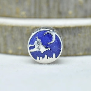 Aladdin and Jasmine Magic Carpet Ride Charm : Sterling Silver Enamel
