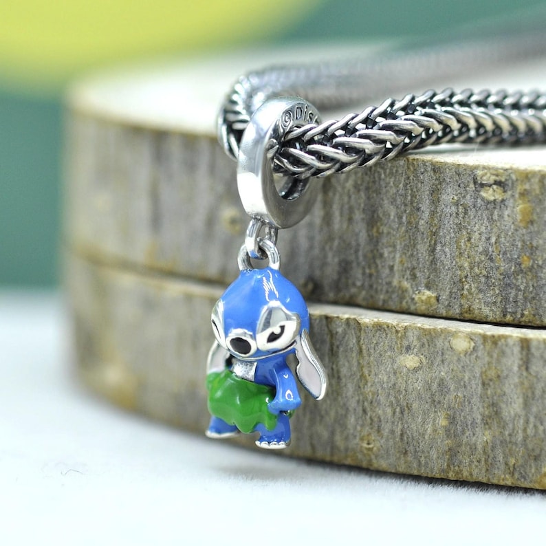 Lilo Stitch Hula-berlock i sterlingsilver: Blått emaljhänge bild 5