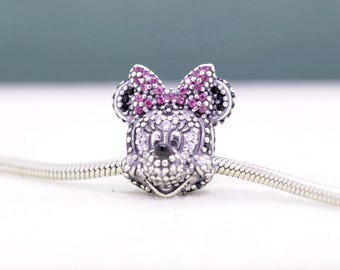 Utgått 925 sterlingsilver i begränsad upplaga med porträtt och glittrande Mimmi Pigg-huvudberlock / För berlockarmband / Present till henne