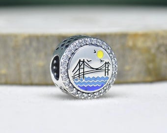 925 Sterling silver City Of Istanbul Turkey Country Exclusive Button Charm Travel Charm