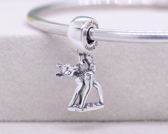 Charm colgante de Bambi de plata de ley: compatible con pulseras Pandora.