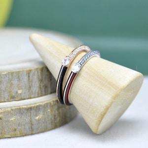 Sterlingsilver/Roséguldpläterad ME Pavé & Röd och Svart Dubbelring