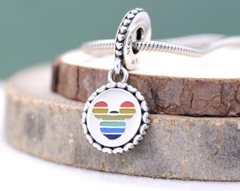 Sterling silver Parks Exclusive Rainbow Mickey Love Dangle Charm