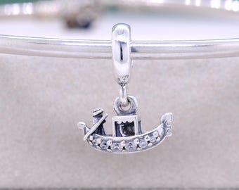 Sterling Silver Italy Venice Exclusive Gondola Dangle Charm: Italian Dangle Pendant