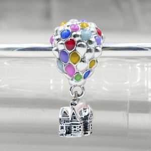 Sterling silver Disney Pixar Up House & Balloons Charm/ Fit European Bracelet / Gifts for Her /Dangle Pendant Charm/ Gift for girlfriend