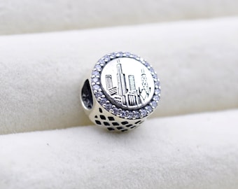 Sterling Silver Exclusive Chicago City Skyline Charm / Button Charm