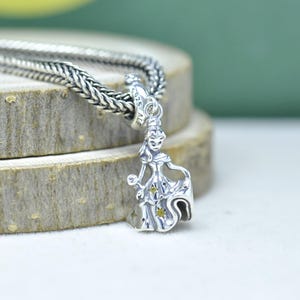 Sterling Silver Beauty and the Beast Dancing Belle Dangle Charm Pendant for Bracelets