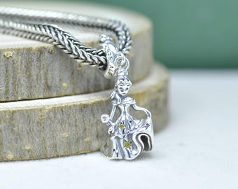 Sterling Silver Beauty and the Beast Dancing Belle Dangle Charm Pendant for Bracelets