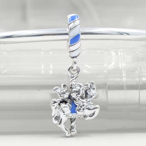 Sterling silver  Parks Mickey Minnie Carousel Dangle Charm / Fit European Bracelet Necklace/ Gifts for Her/ Gift for friends