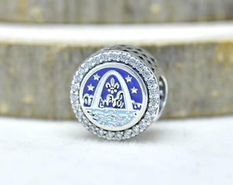 Sterling Silver Saint Louis Arch Moment Charm : Button Travel Charm For Pandora Bracelet