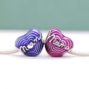 925 Sterling Silver Love Mama , Love Mom Heart Charm/ Family Love /For Charm Necklaces and Bracelets / Heart Charm /Gift for mother