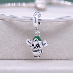 925 Sterling silver Disney Cinderella Gus Mouse Dangle Charm / Fit European Bracelet Necklace/ Gifts for Her/Birthday Gift /Gift for friends
