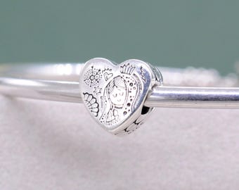 Sterling silver Mexican Heart-shaped Goddess Charm Exclusive Charm