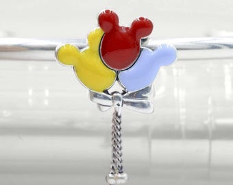 Sterling silver  Parks Mickey Mouse Balloons Dangle Charm/ Fit European Bracelet / Gifts for Her /Pendant Charm/ Gift for girlfriend