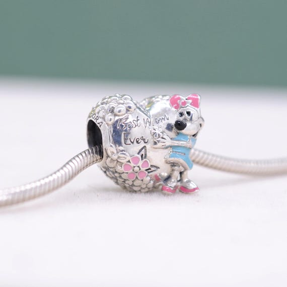 Sterling silver Parks Best Mum Ever Minnie Mouse Heart Charm /gift for  lover/Fit Necklaces and Bracelets /Jewelry for Women Girl Gift
