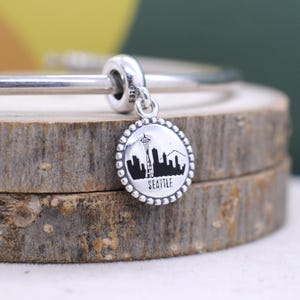 925 Sterling silver Exclusive Seattle Travel Dangle Charm For Charm Bracelet  / Gift for friends / Gift for her/ Travel Pendant Charm