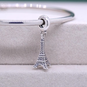 Sterling Silver Paris Eiffel Tower Dangle Charm / Fit Necklaces Bracelets / Pendant Charm /For Women Girl Gift /Gift for her /Travel Charm
