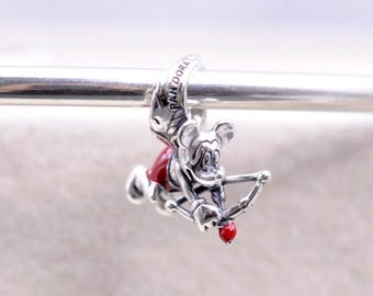Handgemaakte sterlingzilveren Mickey Mouse Cupido-bedel Dangle Charm Fit kettingen en armbanden / hangerkettingen / voor vrouwen meisje cadeau