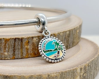 925 Sterling silver Exclusive Country Of JAMAICA Beach Dangle Charm For Charm Bracelet  /Gift for friends / Gift for her / Travel Pendant