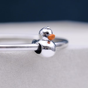 Handmade 925 Sterling silver Polished Rubber Duck Charm / Gift for Lover / Fit Necklaces and Bracelets /Gift for her / DIY Jewelry