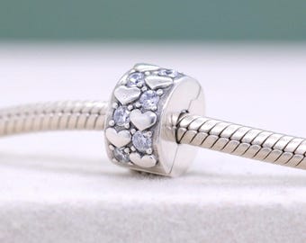 Sterlingzilveren oneindige harten sprankelende clipbedel / voor bedelarmbanden / verjaardagscadeau/cadeau voor vrienden / cadeau voor moeder / cadeaus voor haar