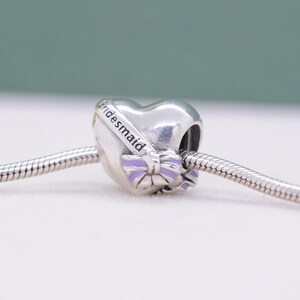 925 Sterling Silver Bridesmaid Charm/ Gifts for Girls  /For Charm Necklaces and Bracelets / Heart Charm / Gift for Sister / Gift for friends