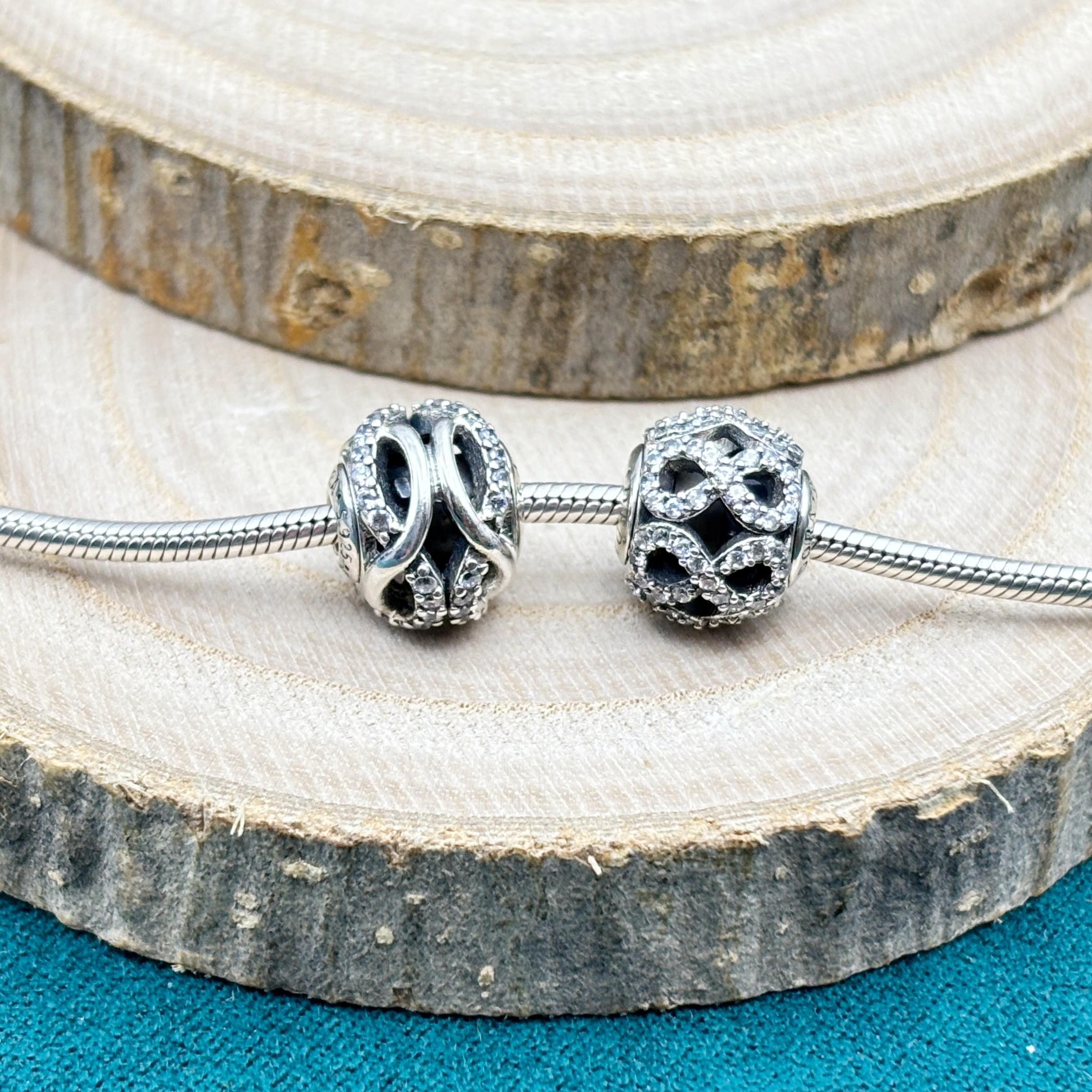 Sterling Silver Essence Charm: CARING ，DEDICATION Small Hole Bead for Essence Bracelet