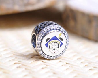 Sterling Silver Mickey Graduation Class of 2021 Charm with CZ