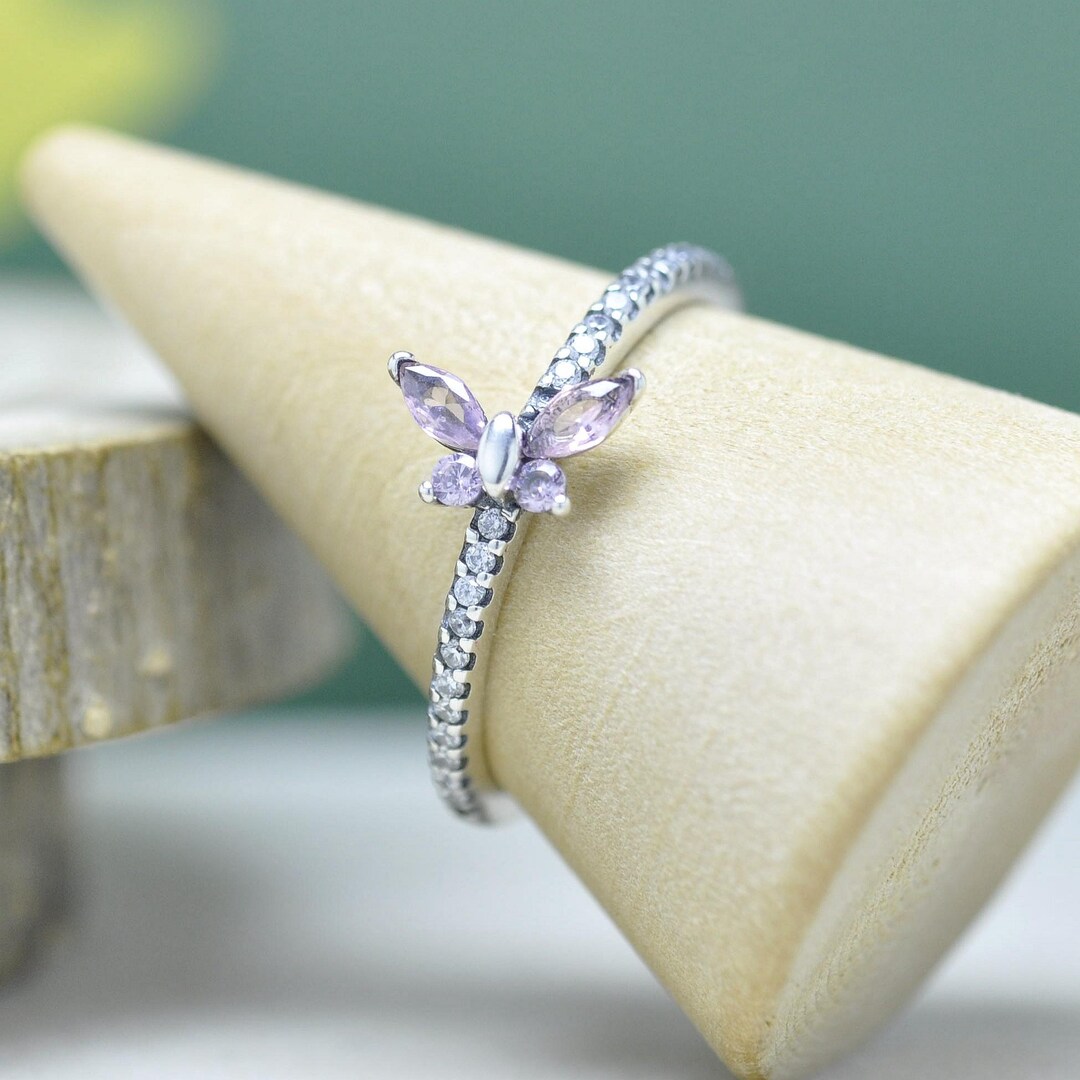 Pink Flying Rings 925 Sterling Silver Pink Sparkling Butterfly Ring Ring for Women - Etsy