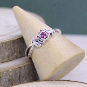 925 Sterling Silber Schöne und das Biest Rose Ring mit roten und klaren Zirkonia, Geschenk für sie, Geschenk für Liebhaber, Geschenke für Töchter