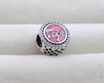 Sterling silver Exclusive Love From Texas Circle Bead Charm / Button Travel Charm