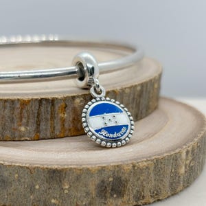 925 Sterling silver Honduras Country Flag Exclusive Dangle Charm For Charm Bracelet  /Gift for friends / Gift for her / Travel Pendant Charm