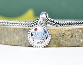 Sterling Silber Niagara Falls Canada Side Exklusive Baumeln Charme Reise Anhänger Charme
