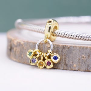 14k Gold Plated Sterling Silver Avengers Charm: Infinity Stones Dangle