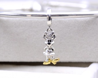 100th Anniversary Minnie Mouse Dangle Charm , Sterling Silver & 14k Gold Plated