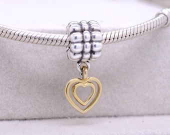 Sterlingzilveren hart of hart hanger clip bedel / voor bedelarmbanden / verjaardagscadeau / cadeau voor vrienden / cadeau voor moeder/cadeaus voor haar