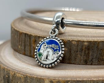 Dije colgante de viaje a México en plata de ley, colgante de esmalte